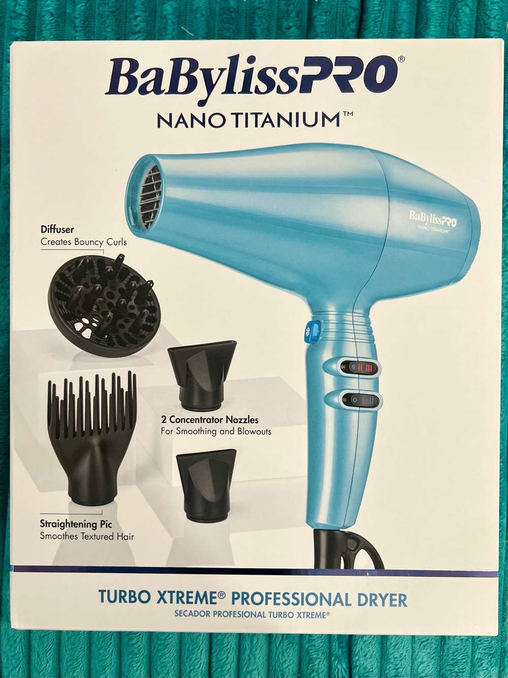 BaBylissPRO Nano Titanium Turbo Xtreme Hair Dryer - Blue